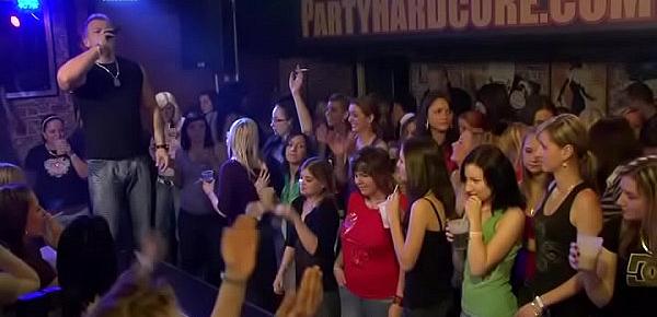  Tons of gang bang on dance floor blow jobs from blondes with sperm at face